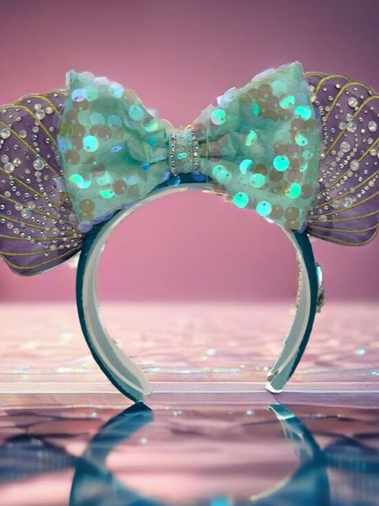 Custom Little Mermaid Inspired Rhinestone Mickey Ears | Couture Disney Ears OOAK